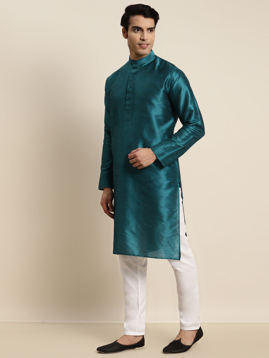SOJANYA Men Teal Jacquard Kurta