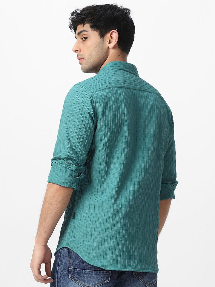 Urbano Fashion Men Textured Cotton Casual Shirt