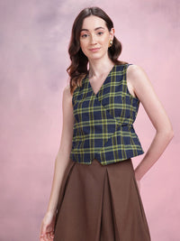DressBerry Tartan Checked Wrap Top with Tie-ups