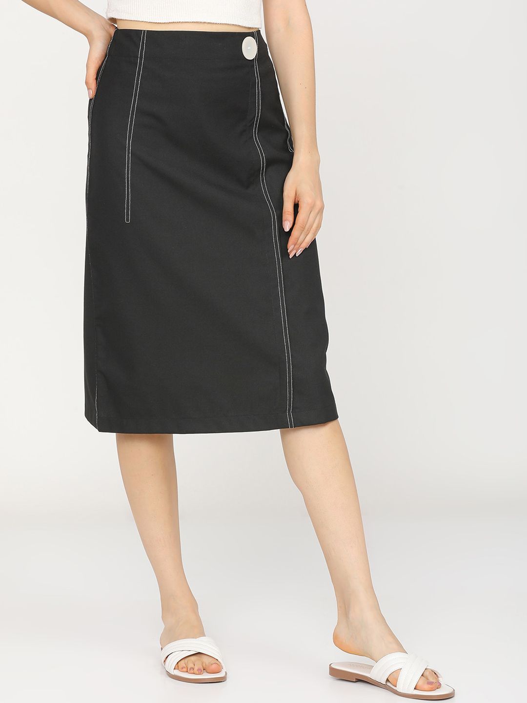 CHIC BY TOKYO TALKIES Women Black Solid A-Line Midi-Skirt
