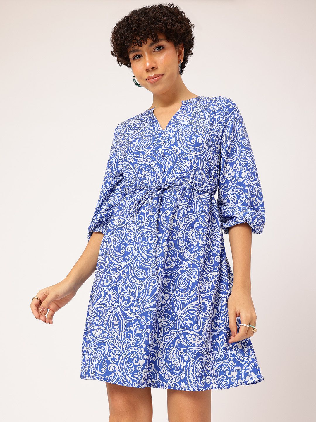 DressBerry Vintage Vibes Paisley Print Fit & Flare Dress