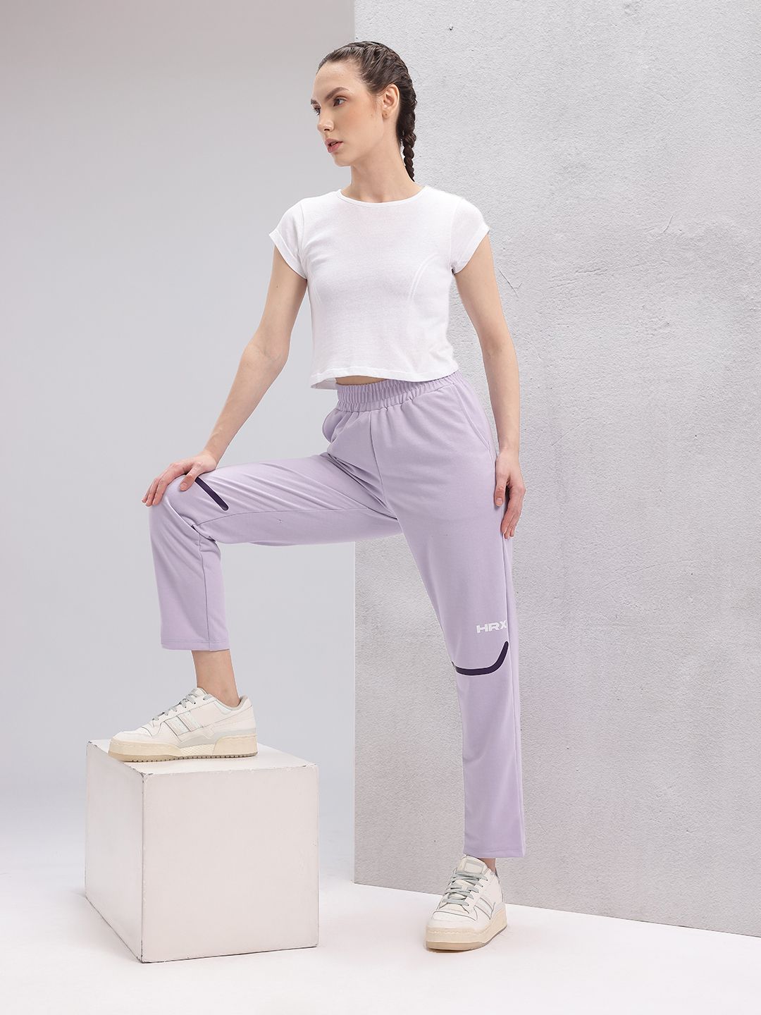 HRX by Hrithik Roshan Women Mid-Rise Brand Logo Print Lifestyle Track Pants