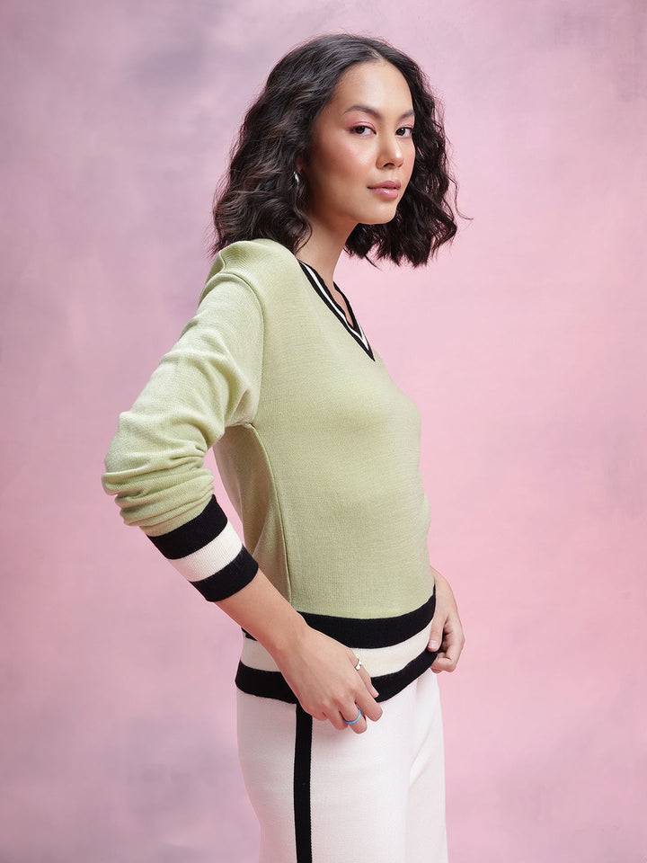 DressBerry Contrast Trims Pullover