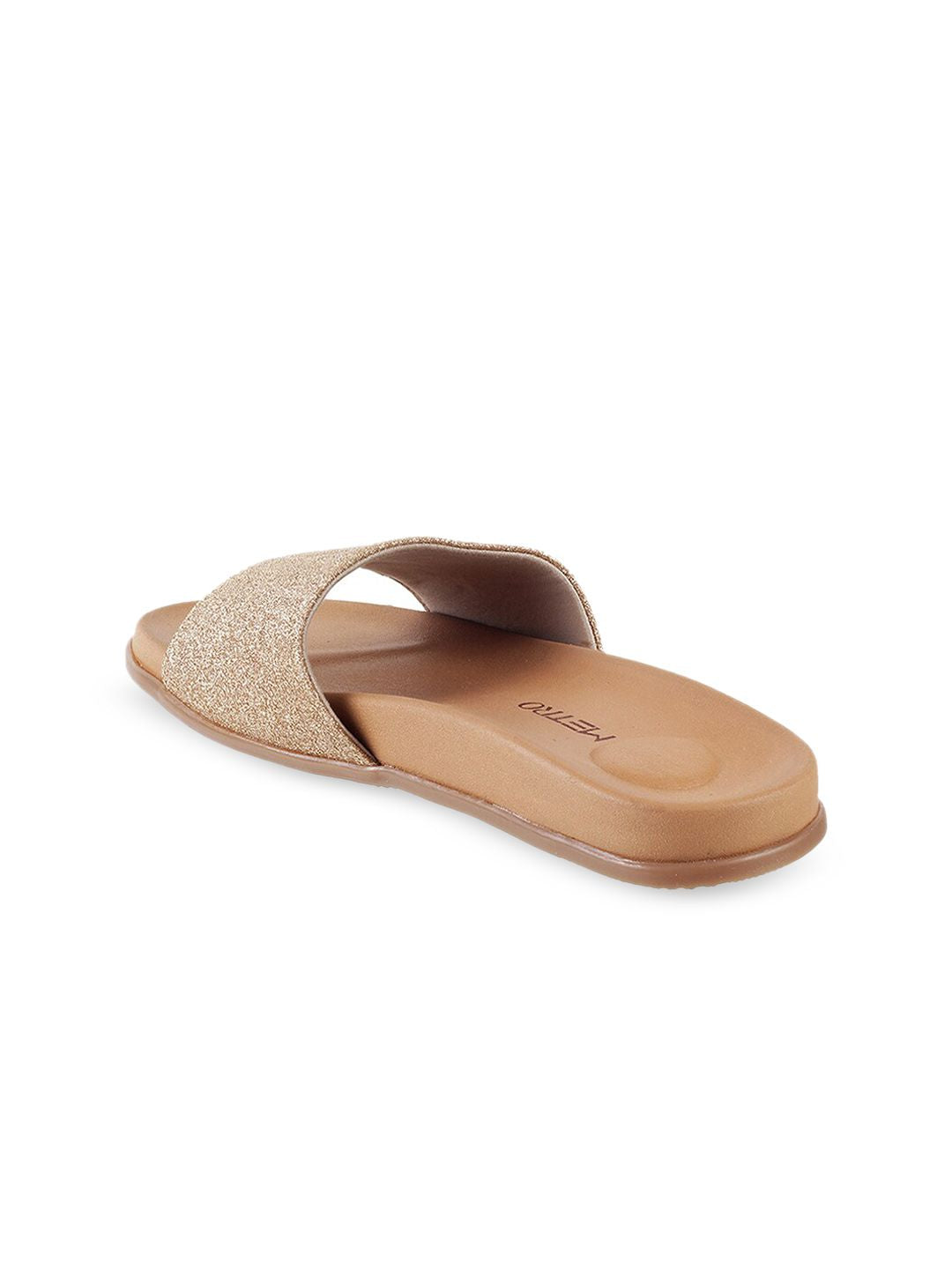 Metro Women Gold-Toned Embellished Open Toe Flats