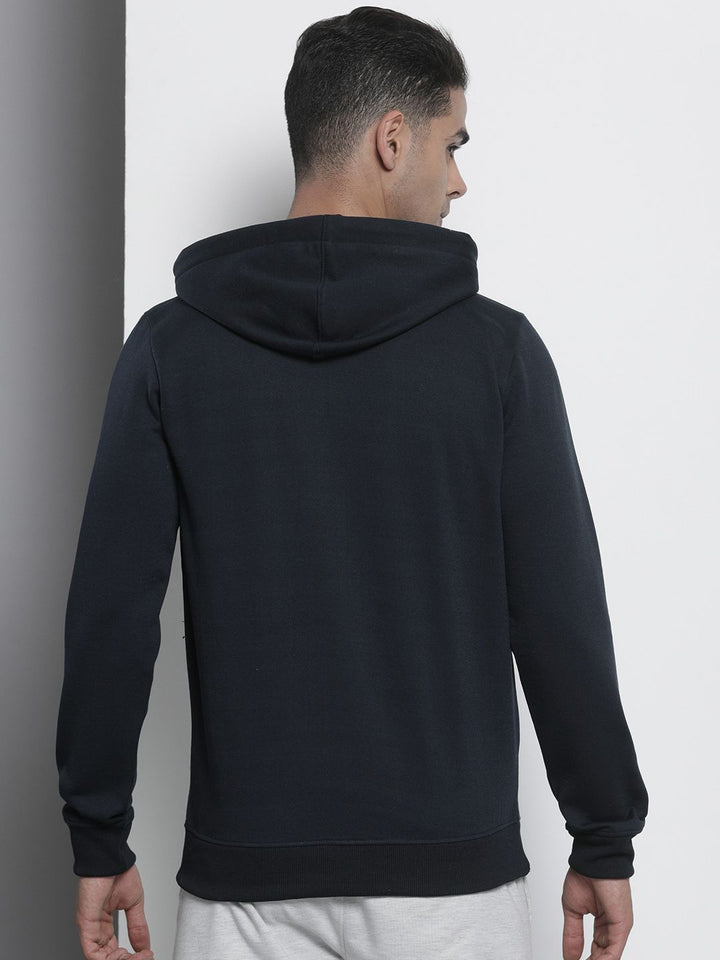 The Indian Garage Co Men Navy Blue Solid Hooded Sweatshirt