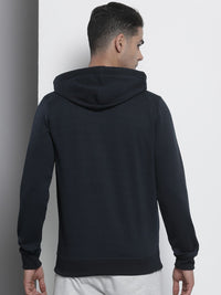 The Indian Garage Co Men Navy Blue Solid Hooded Sweatshirt