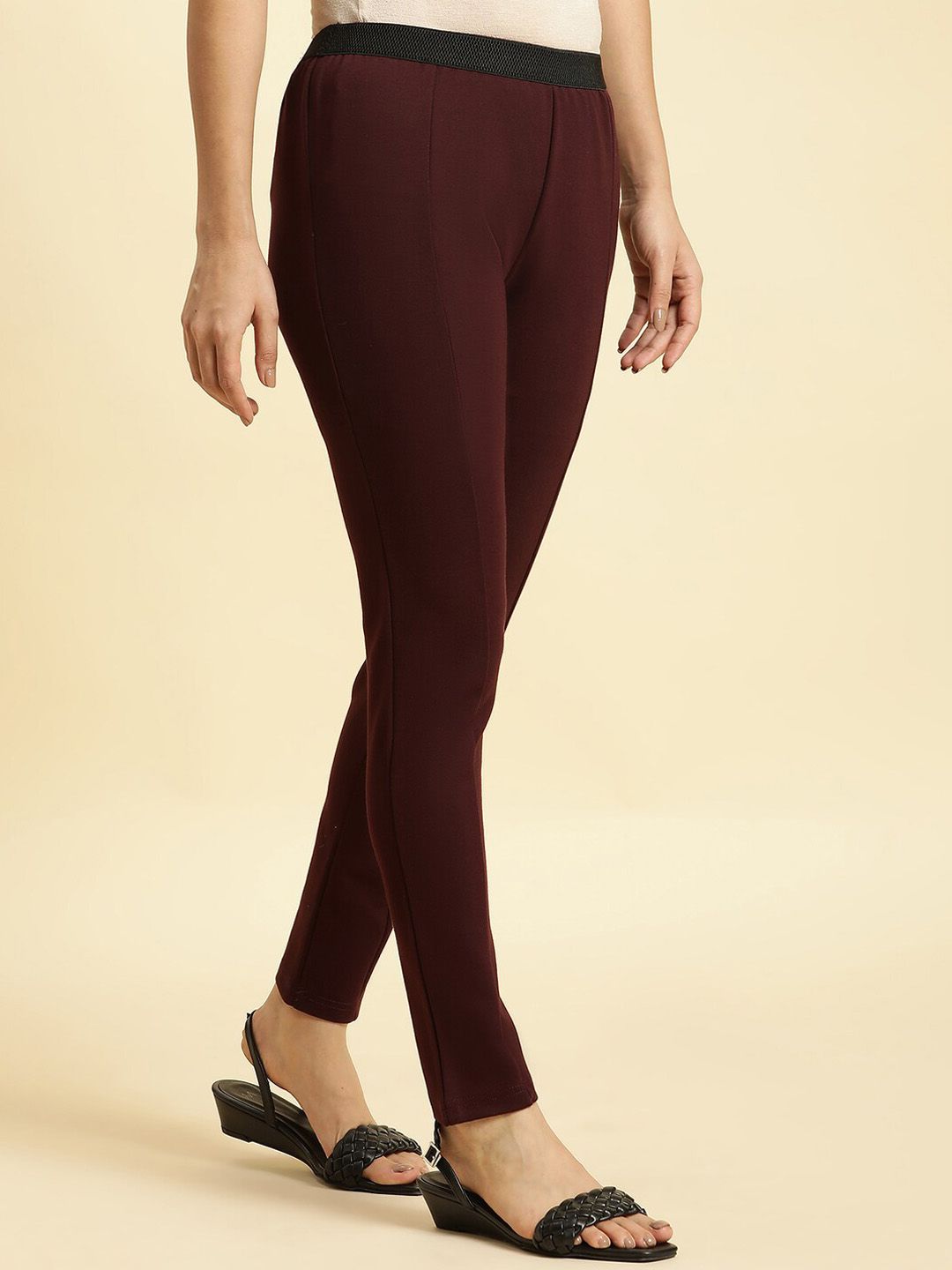 W Women Slim Fit Mid-Rise Plain Trousers