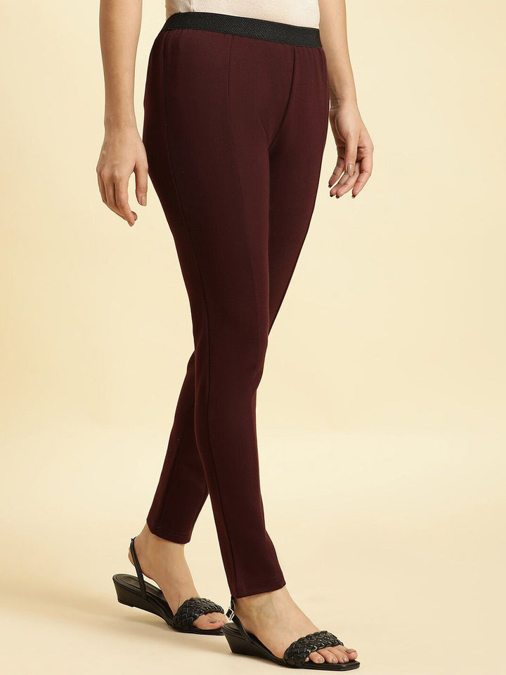 W Women Slim Fit Mid-Rise Plain Trousers