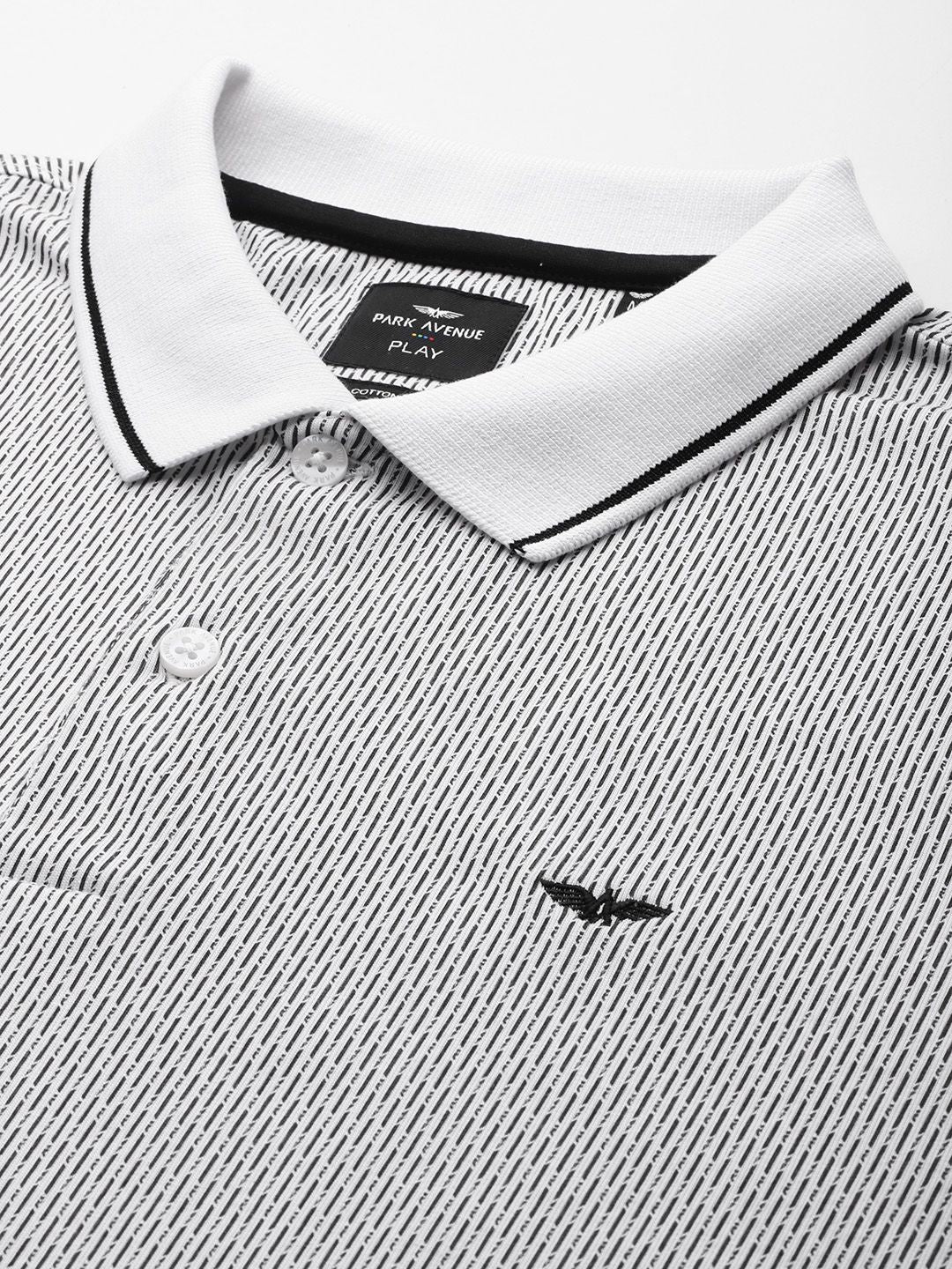 Park Avenue Striped Monochrome Slim Fit Polo T-shirt