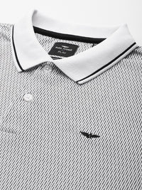 Park Avenue Striped Monochrome Slim Fit Polo T-shirt