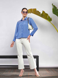 SASSAFRAS Shirt Collar Georgette Shirt Style Top
