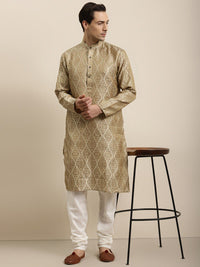 SOJANYA Ethnic Motifs Woven Design Jacquard Silk Kurta With Churidar
