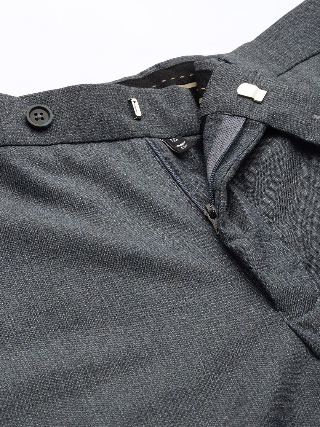 Park Avenue Men Blue Smart Fit Solid Formal Trousers