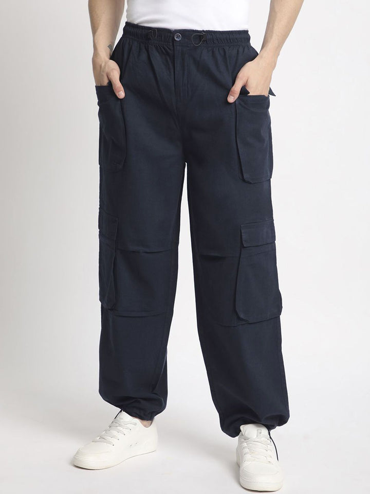 Bene Kleed Men Solid Relaxed Loose Fit Cotton Cargos Trousers