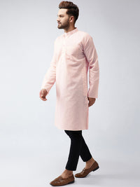 SOJANYA Men Peach-Coloured Woven Design Straight Kurta