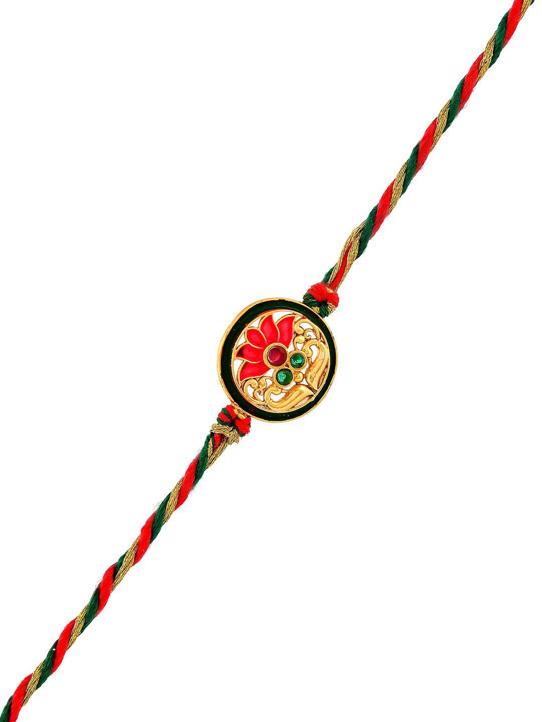 Voylla Men Motif Enamelled Beaded Thread Rakhi