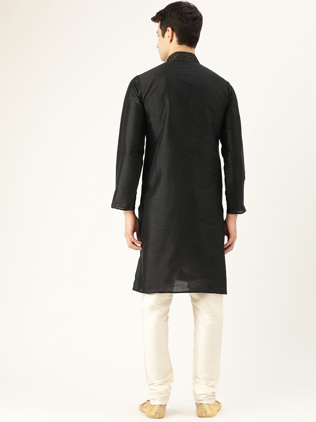SOJANYA Lelaki Hitam Solid Kurta Lurus