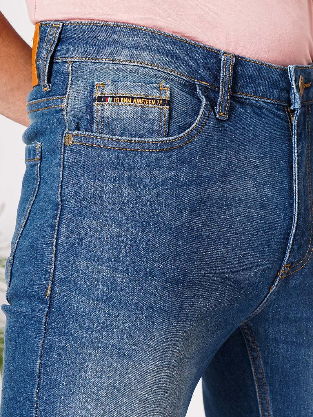 The Indian Garage Co Men Blue Slim Fit Low-Rise Clean Look Stretchable Jeans