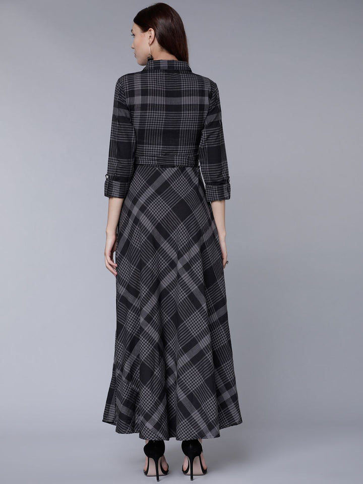 Vishudh Women Black Printed Shirt Maxi Dress
