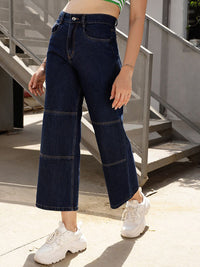 STREET 9 Women Blue Jean Wide Leg Fit High-Rise Pure Cotton Jeans