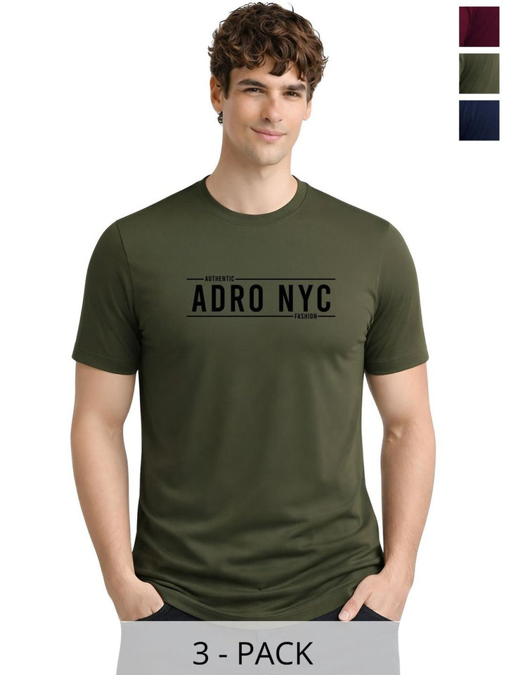 ADRO Men Typography 3 Printed T-shirt