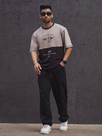 Powerlook Men Typography Colourblocked Applique T-shirt
