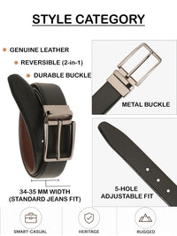 Teakwood Leathers Men Textured Leather Reversible Formal Belt