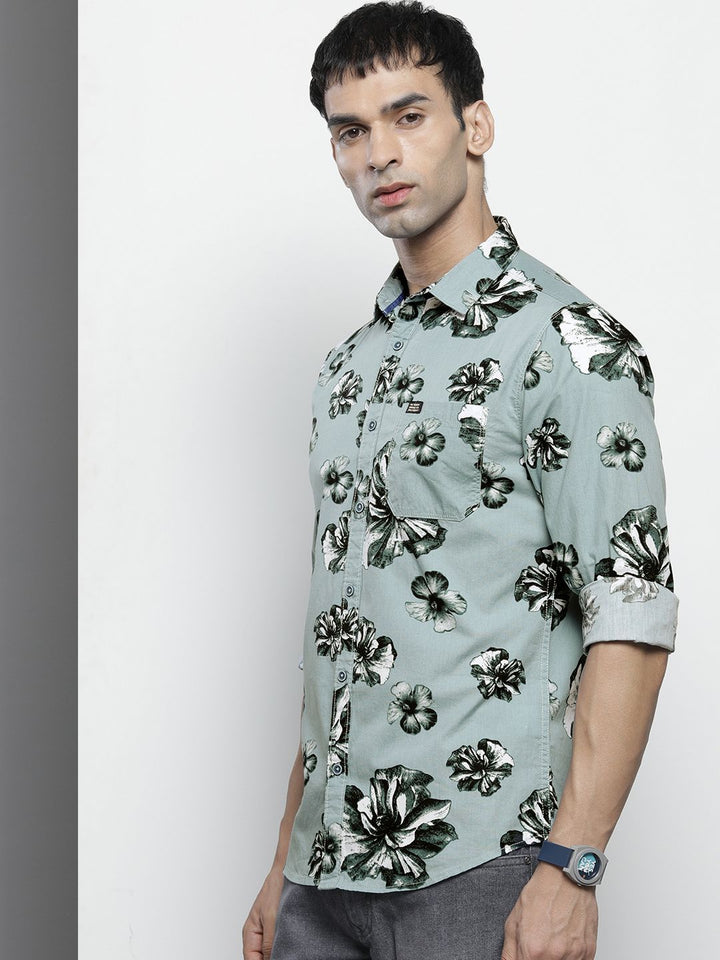 The Indian Garage Co Men Blue Classic Floral Printed Casual Shirt