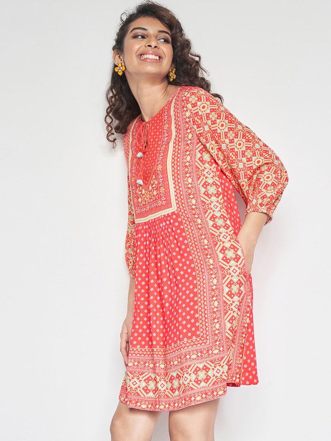 Global Desi Printed A-line Ethnic Dress
