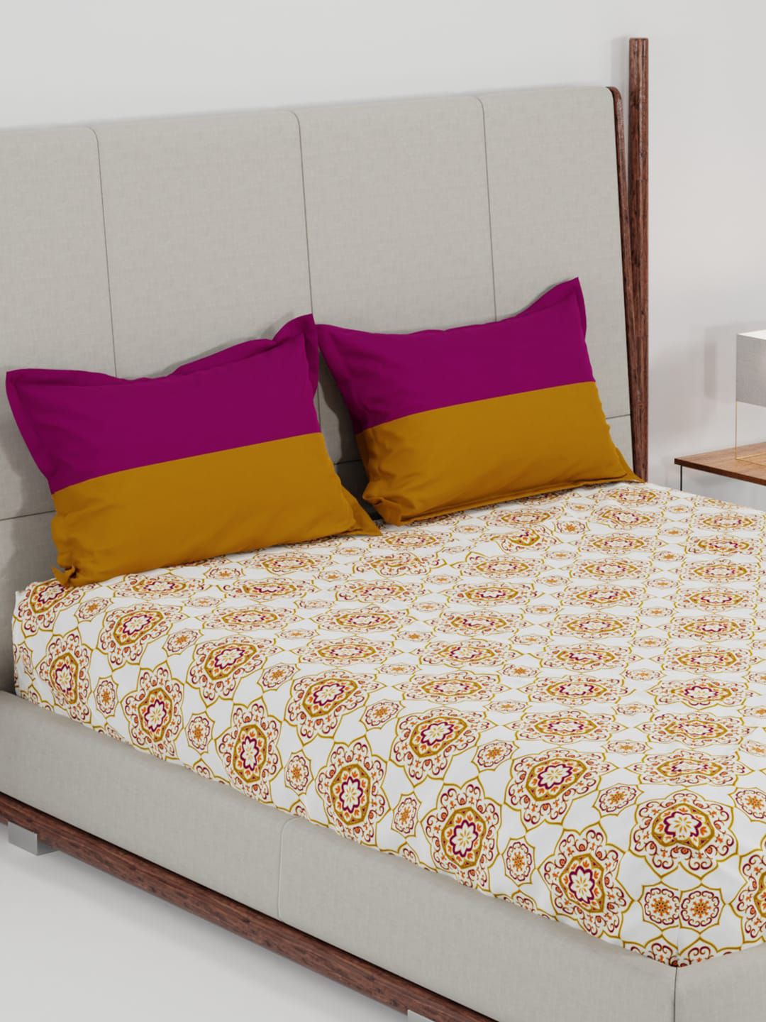MYTRIDENT Unisex Mustard Bedsheets