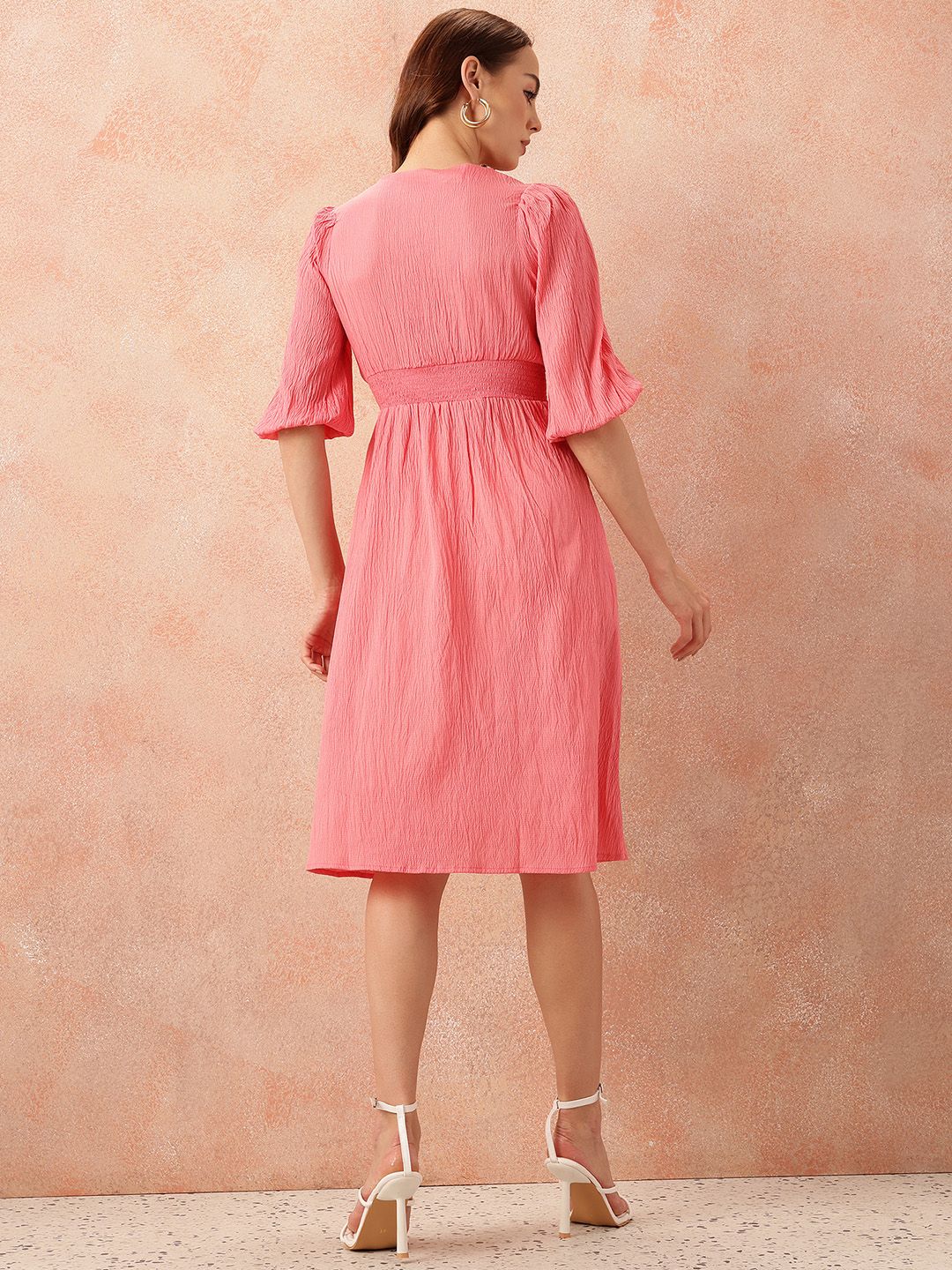 all about you Crinkled Smocked A-Line Dress