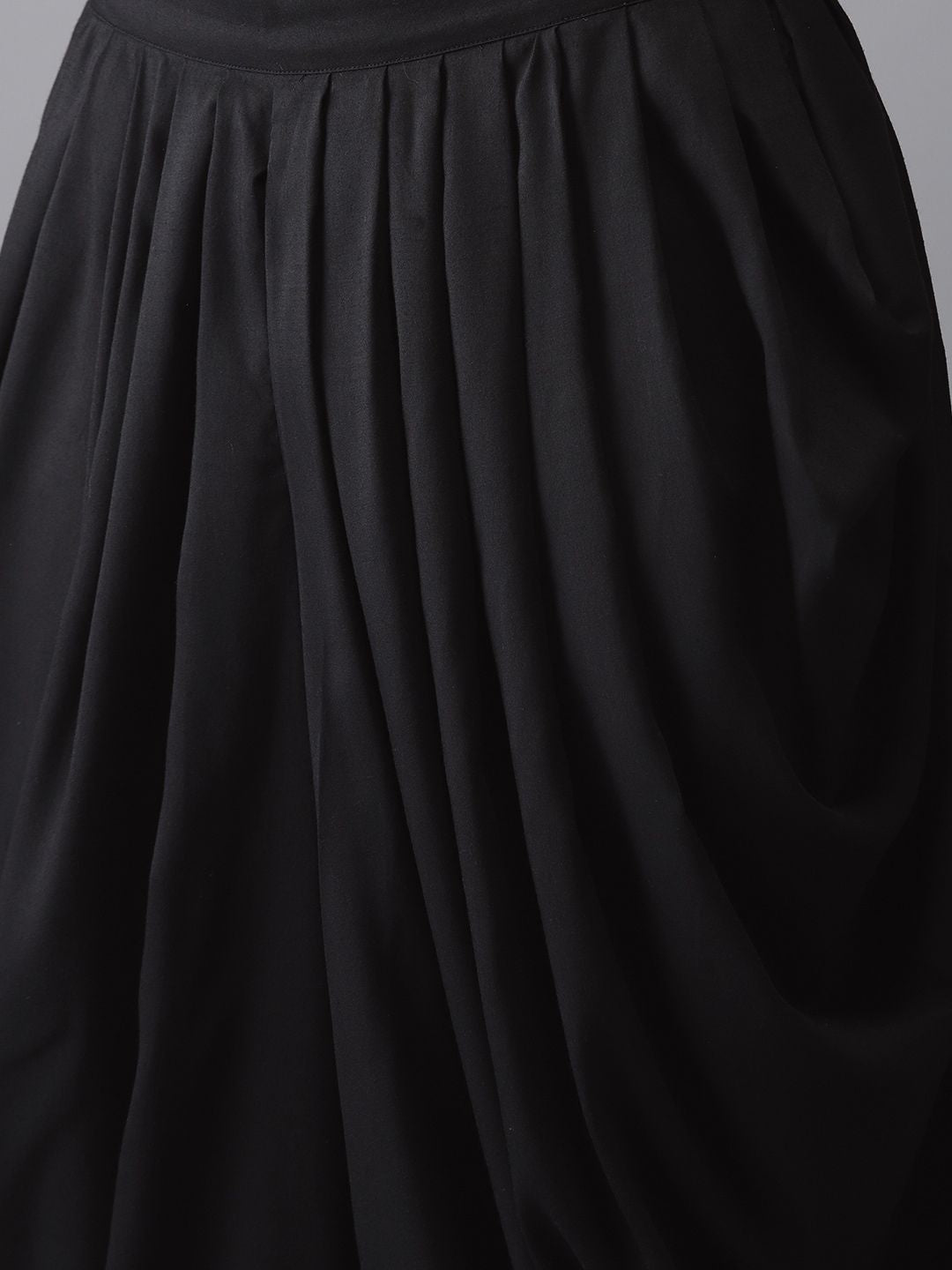 Anouk Men Navy & Black Solid Layered Kurta with Dhoti Pants
