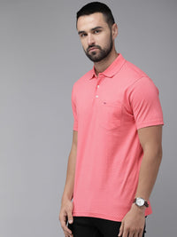 Park Avenue Pure Cotton Geometric Printed Polo Collar Pocket Slim Fit T-shirt