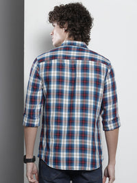The Indian Garage Co Men Tartan Checked Cotton Casual Shirt