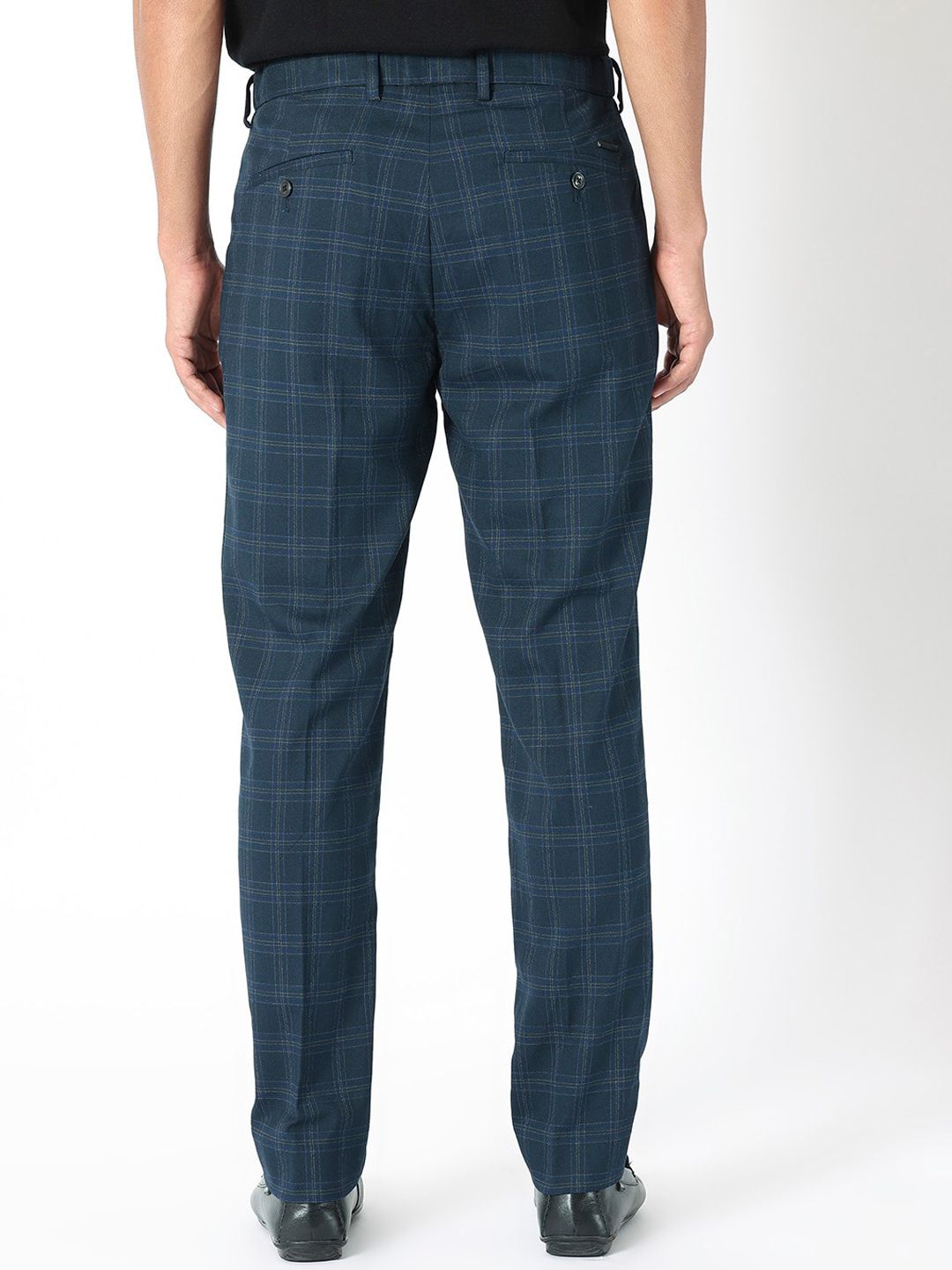 RARE RABBIT Men Twig Checked Slim Fit Mid-Rise Plain Trouser