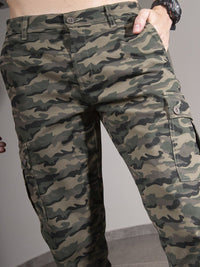 The Indian Garage Co Men Slim Fit Camouflage Printed Cargos Joggers
