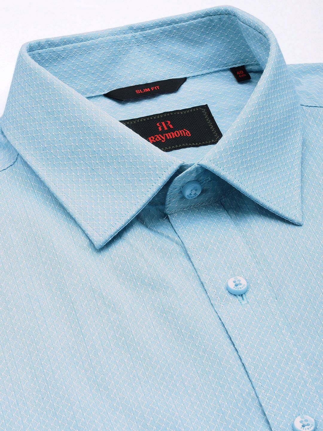 Raymond Pure Cotton Self Design Slim Fit Opaque Formal Shirt