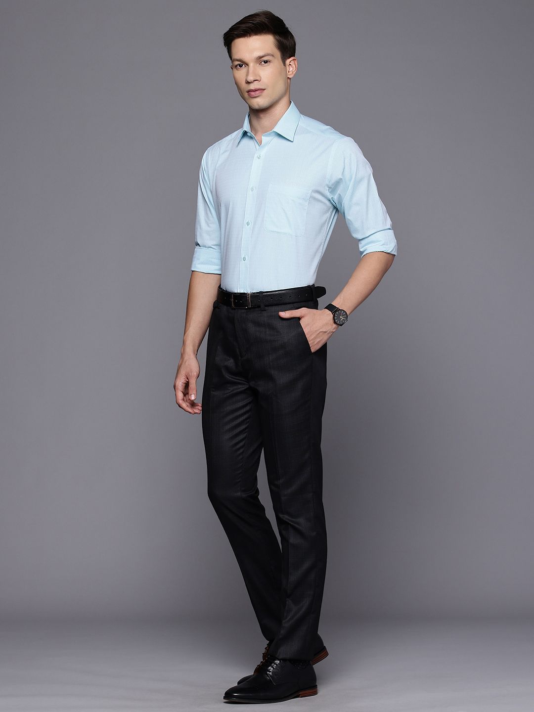 Raymond Slim Fit Textured Pure Cotton Formal Shirt