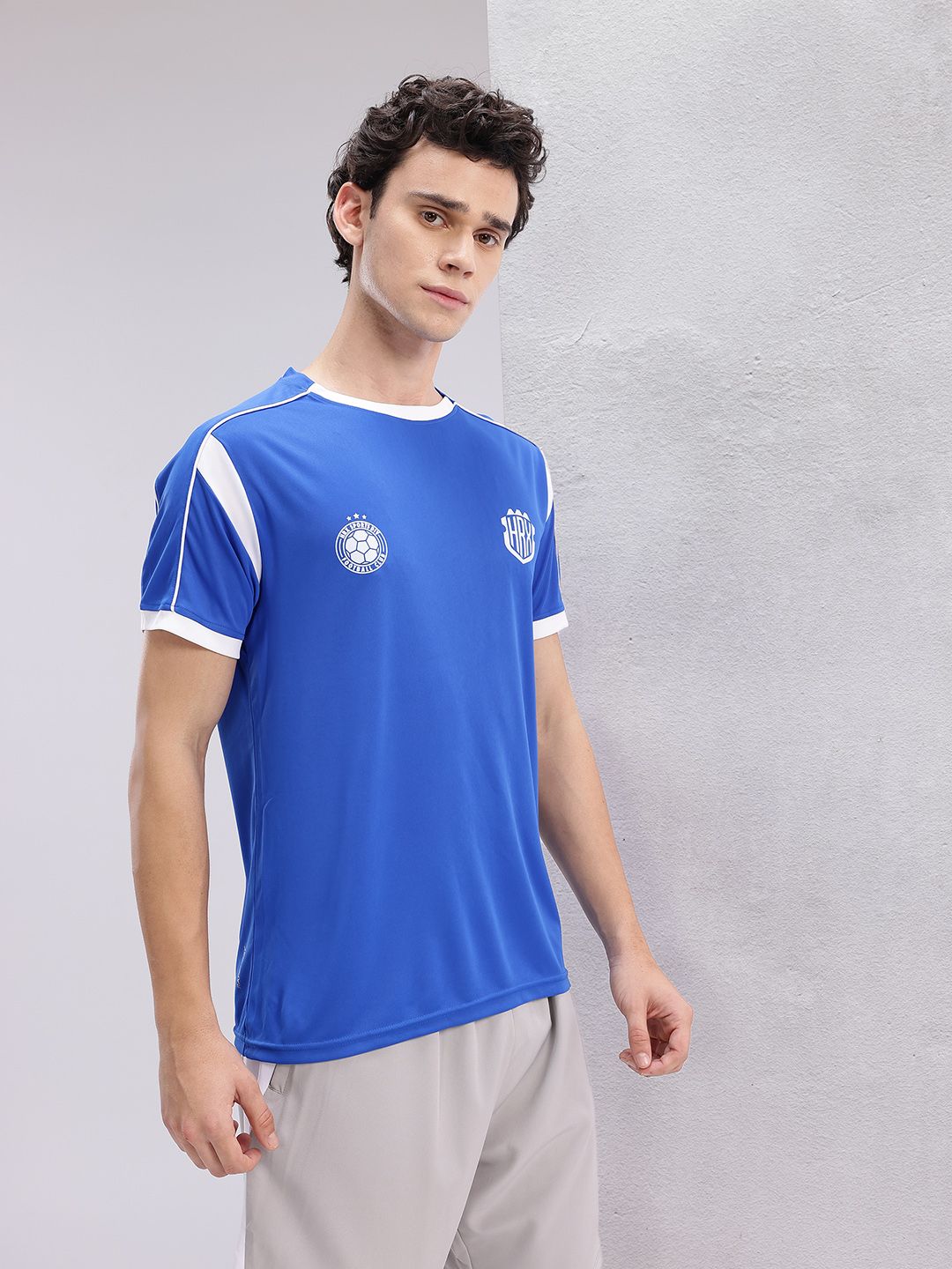 HRX by Hrithik Roshan Brand Logo Print Rapid-Dry Football T-shirt