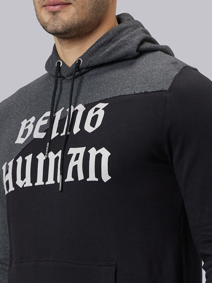 Being Human Typography Printed Hooded Long Sleeve Pullover Sweatshirt