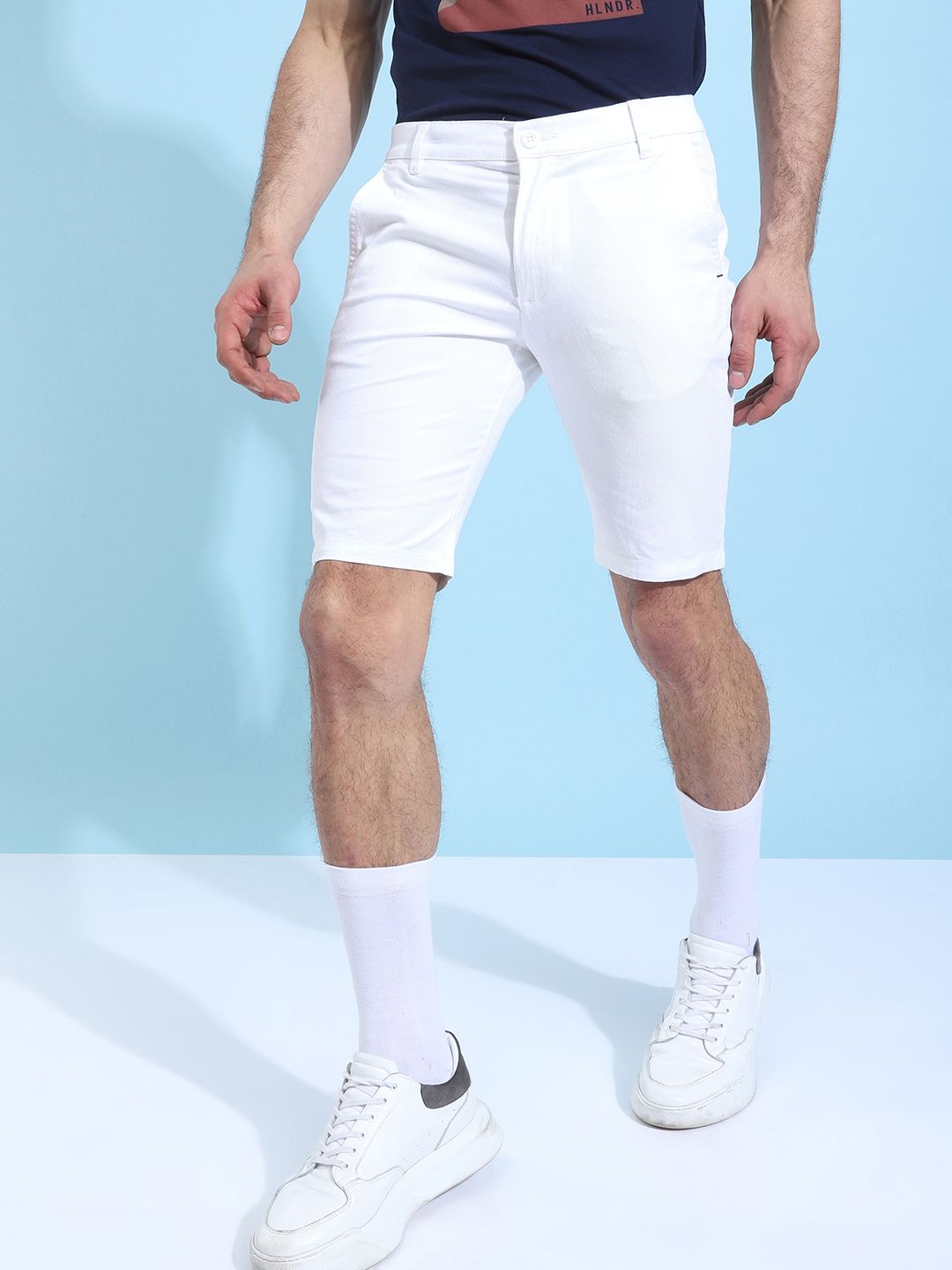 The Indian Garage Co Men Pure Cotton Solid Slim Fit Regular Shorts