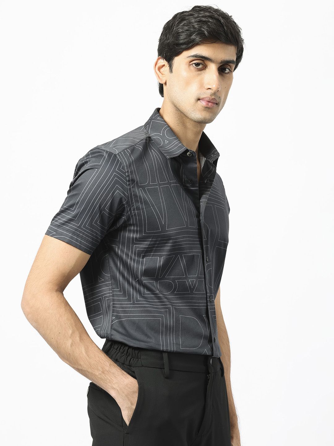 RARE RABBIT Men Osuna Slim Fit Geometric Printed Cotton Shirt