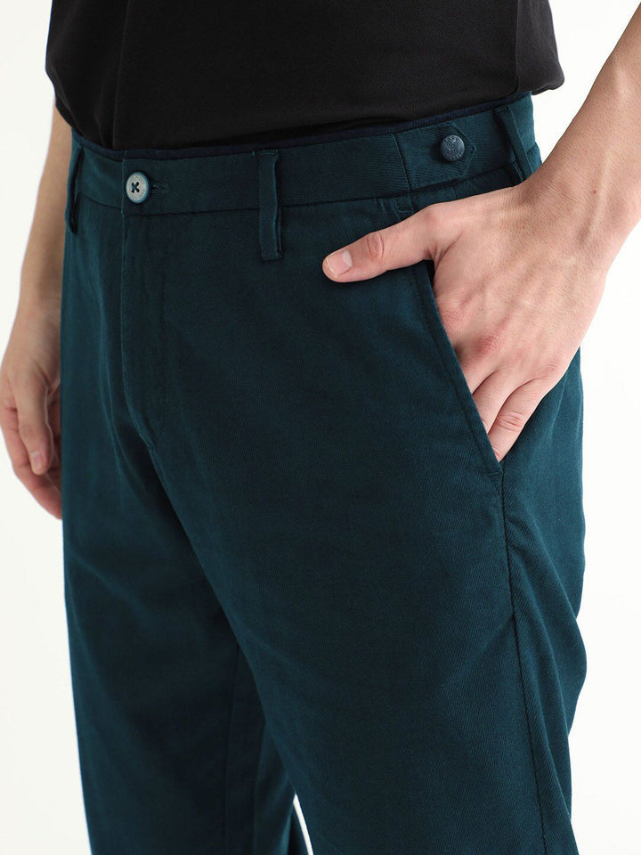 RARE RABBIT Cellular Mid Rise Cotton Slim Fit Trouser