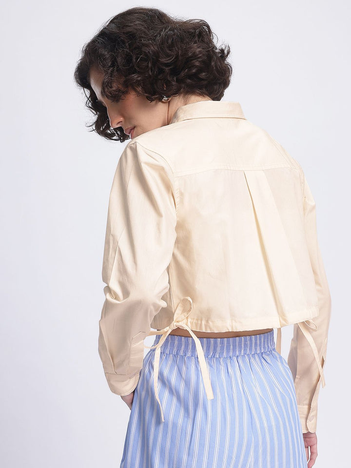 DressBerry Cutesy Cute Tie-Up Detail Crop Shirt