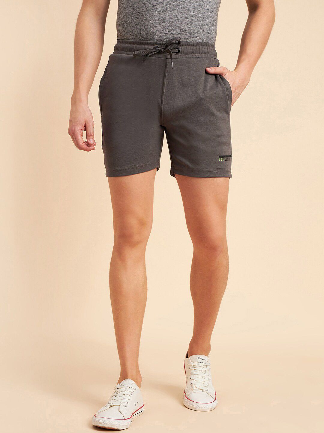 Sweet Dreams Men Grey Mid-Rise Cotton Shorts