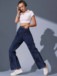 STREET 9 Women Comfort Wide Leg High-Rise Jeans