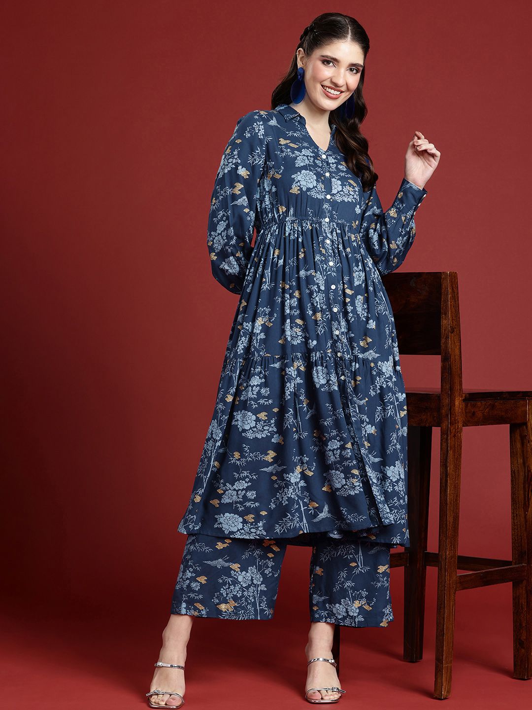 Anouk Ethnic Motifs Printed Regular Kurta with Palazzos