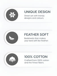 MYTRIDENT Diana Soft Comfort Fitted 210TC King Cotton 1 Fitted Sheet with 2 Pillow Covers