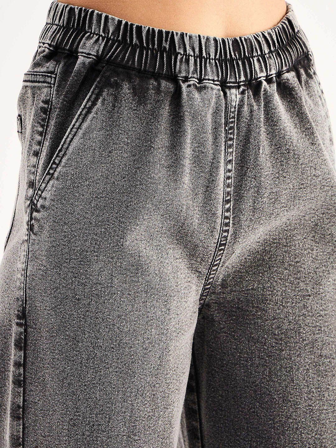 SASSAFRAS BASICS Women Straight Fit High-Rise Clean Look Acid Wash Stretchable Jeans