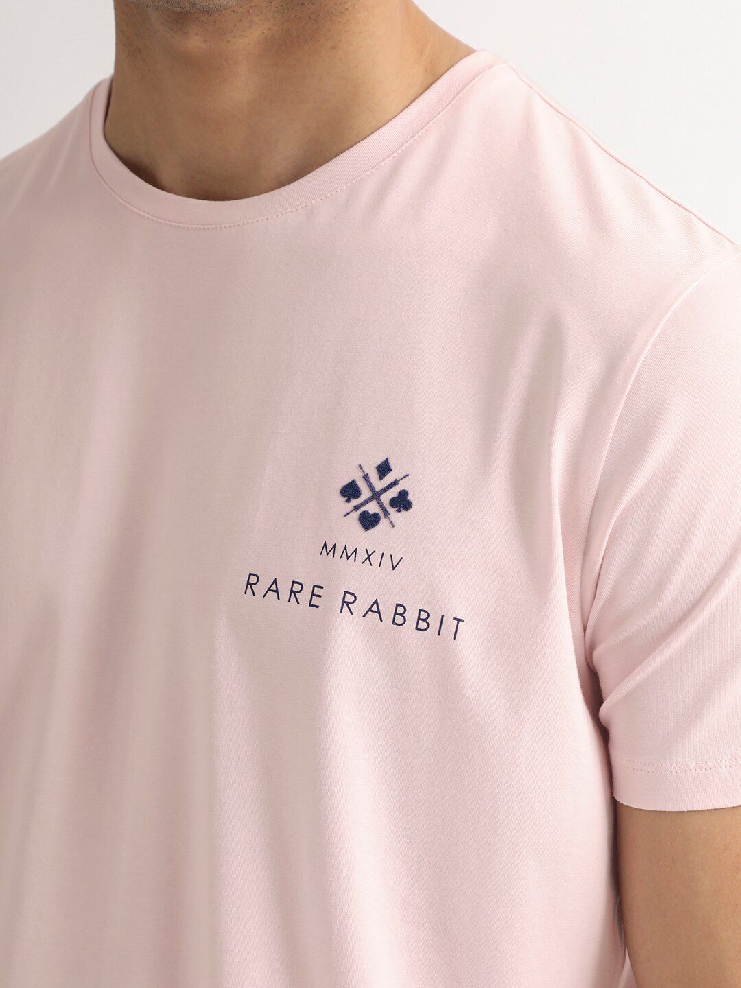 RARE RABBIT Men Castel Round Neck Cotton Slim Fit T-Shirt